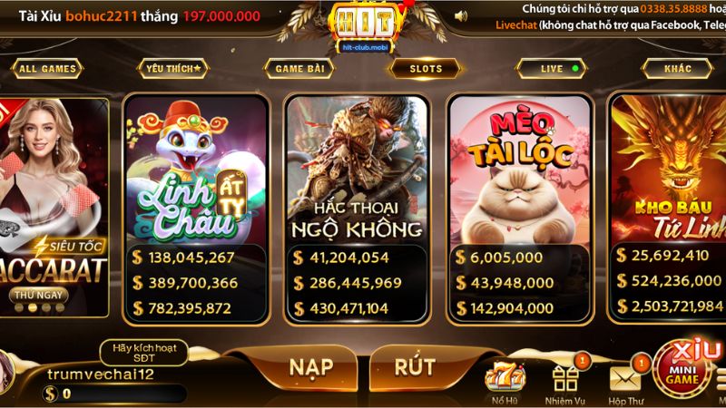 Sảnh game slots Hitclub đa dạng trò chơi hấp dẫn